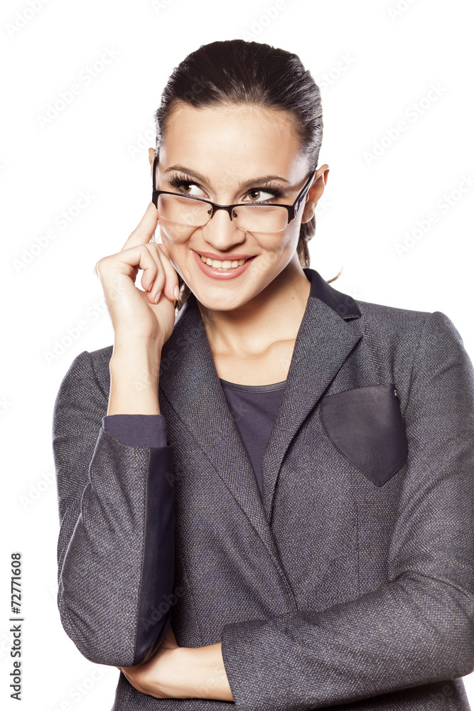 smiling beautiful business woman has a nice idea