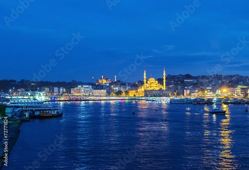 Golden Horn river and city Mosque at sunset, Istanbul © jovannig
