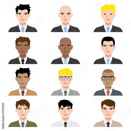 Men avatar, vector illustration set collection