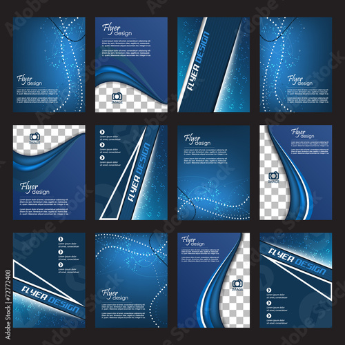 Set of blue business flyer for cover design or corporate banner 