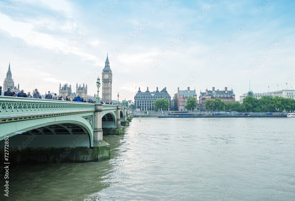 Naklejka premium London. Westminster Bridge and Houses of Parliament