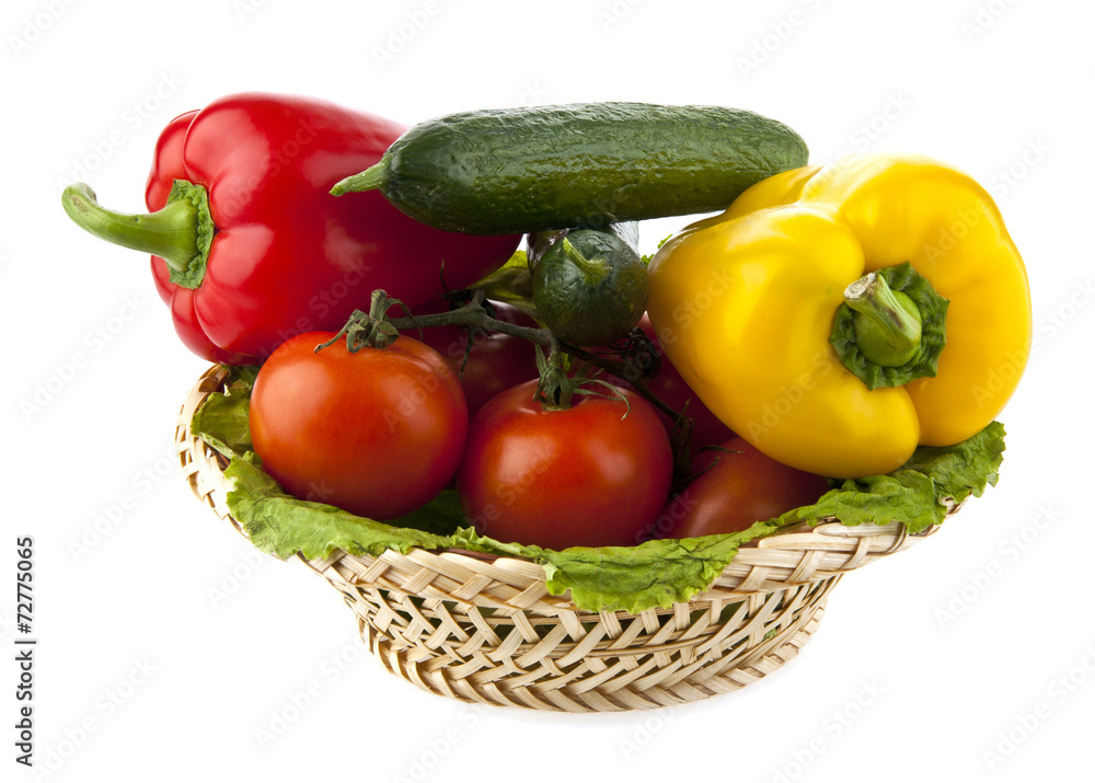 pepper, cucumbers and tomatoes