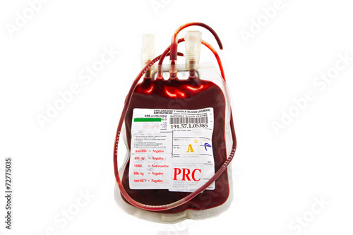 bag of blood and plasma isolated on white background