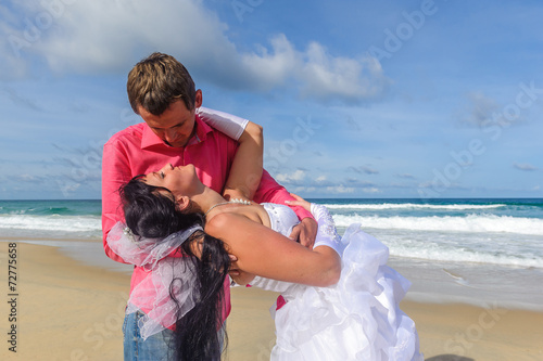 Young couple selebrating honeymoon in Phuket photo