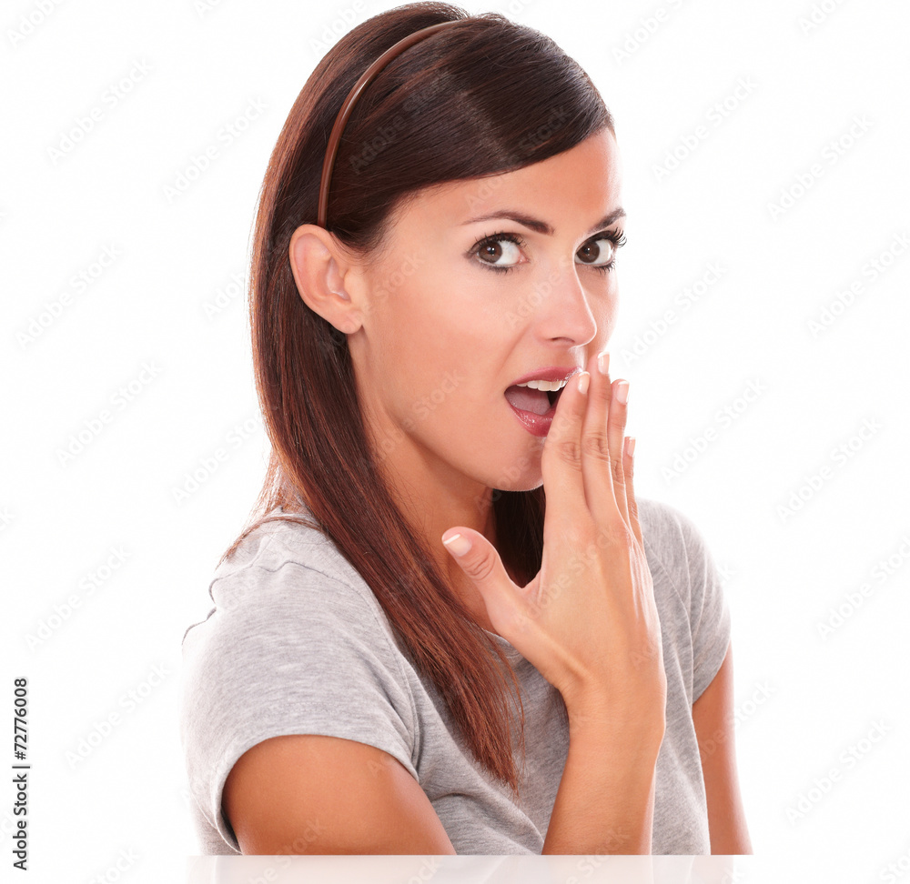Adult latin woman with embarassed gesture Adult latin woman with embarassed gesture