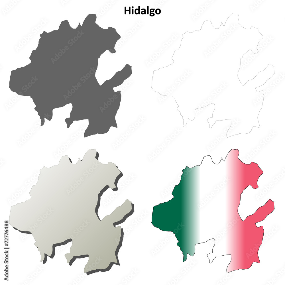 Hidalgo blank outline map set