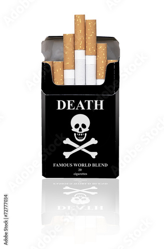 Death - black cigarette box with skull