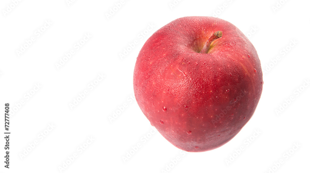 Red apples over white background