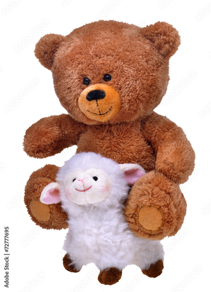 toy teddy bear on whit sheep toy teddy bear on whit sheep