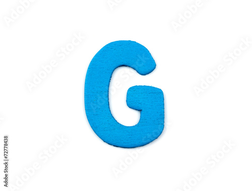 Colorful wooden alphabet letter on white background ,G