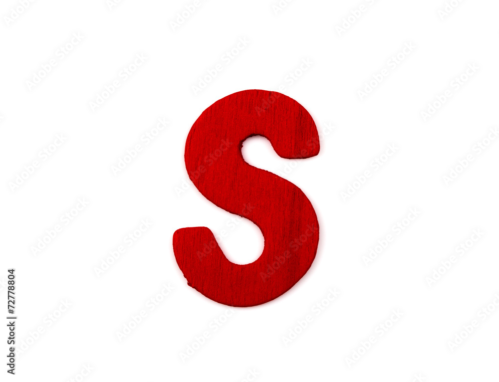 Colorful wooden alphabet letter on white background ,S Colorful wooden alphabet letter on white background ,S