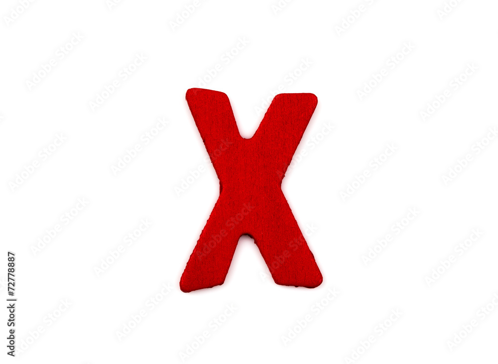 Obraz premium Colorful wooden alphabet letter on white background ,X