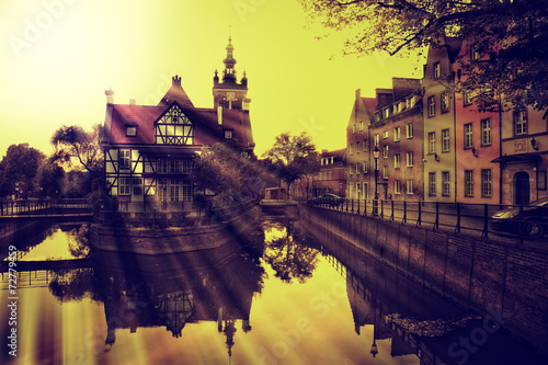 Old town with vintage effect in Gdansk, Poland.
