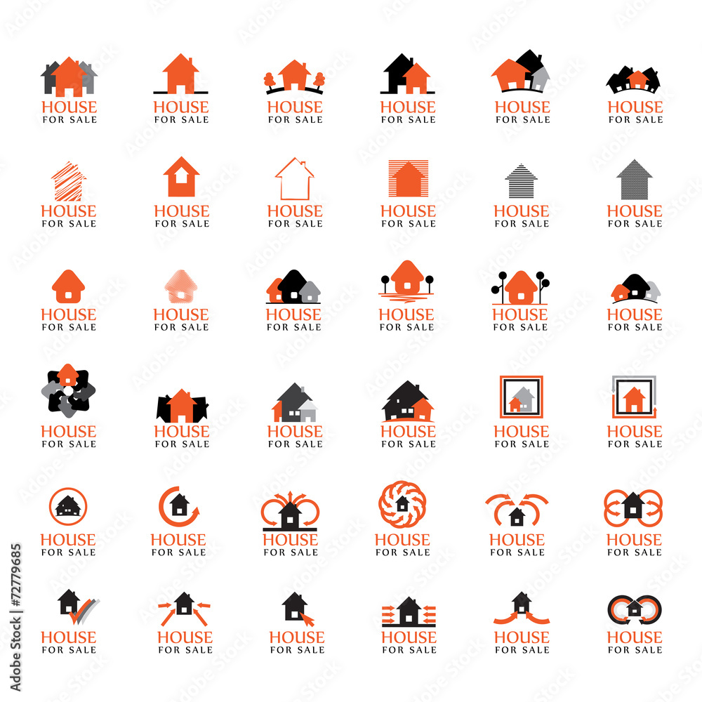 'House For Sale' Icons Set - Isolated On White Background 'House For Sale' Icons Set - Isolated On White Background