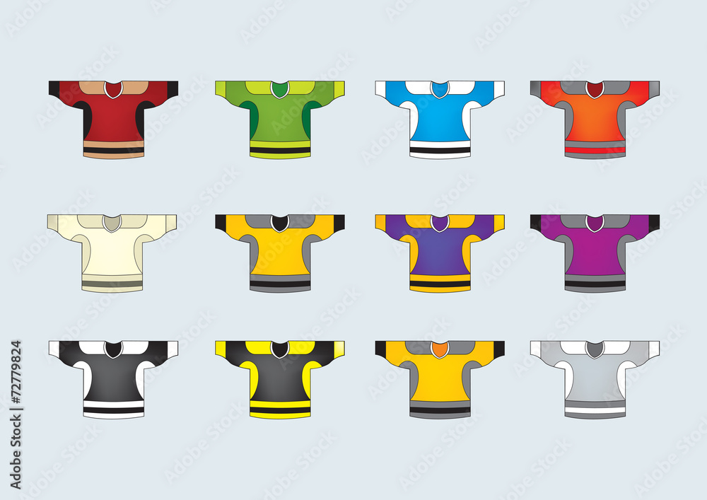 Fototapeta premium Set of 12 ice hockey jersey