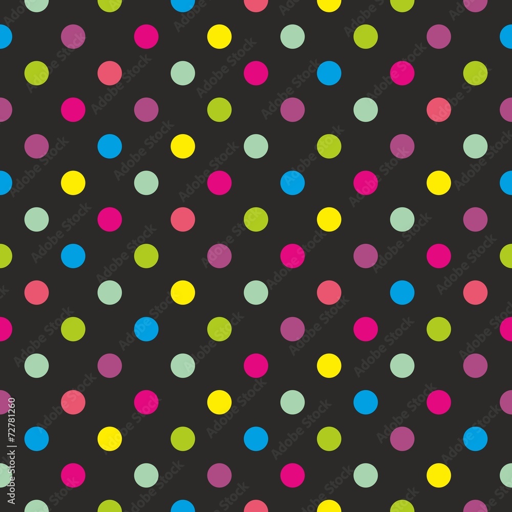 Tile pattern with polka dots on black background Tile pattern with polka dots on black background