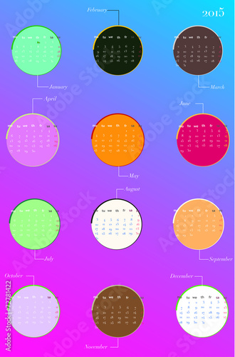 2015 cool vector color calendar