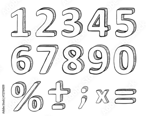 Hand Drawn Numbers  Vector Illustration