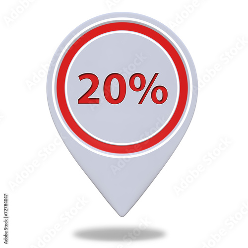 Twenty percent pointer icon on white background