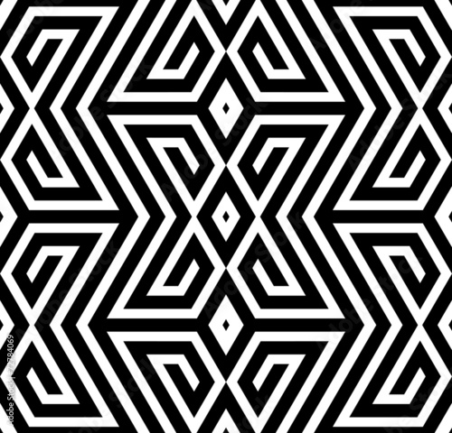 Abstract Black and White ZigZag Vector Seamless Pattern