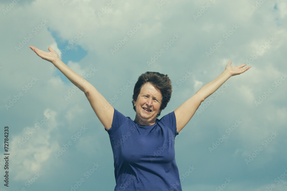 Senior caucasian woman relaxing on the beach Senior caucasian woman relaxing on the beach