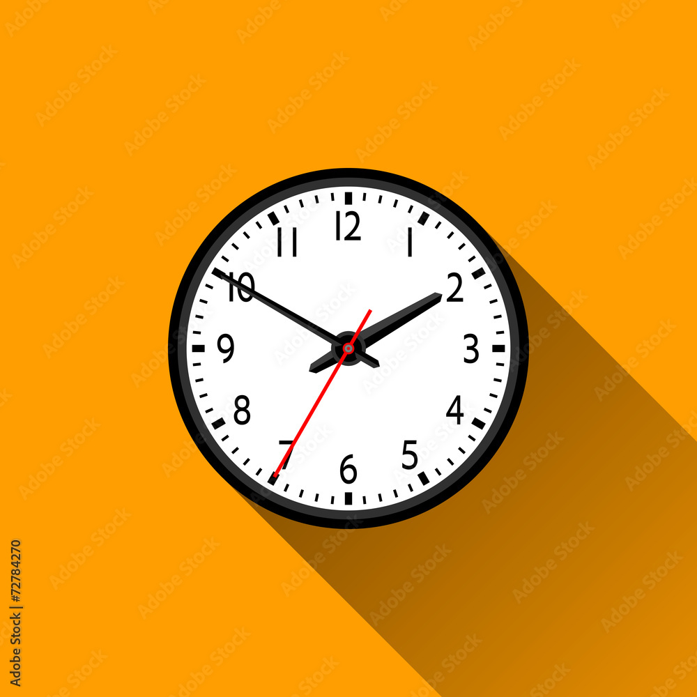 School Clock Flat Icon Long Shadow, Vector Illustration School Clock Flat Icon Long Shadow, Vector Illustration