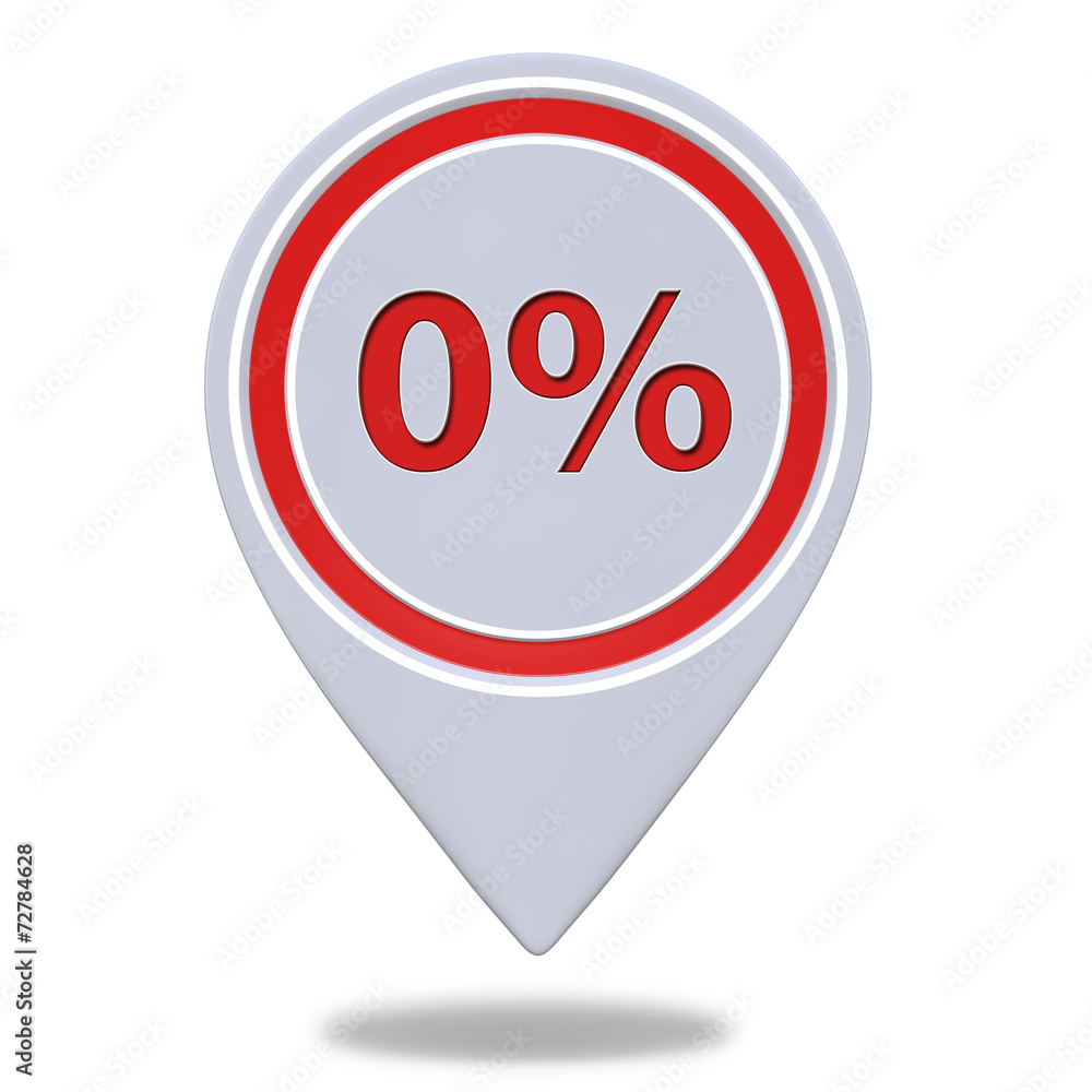 Zero percent pointer icon on white background Zero percent pointer icon on white background