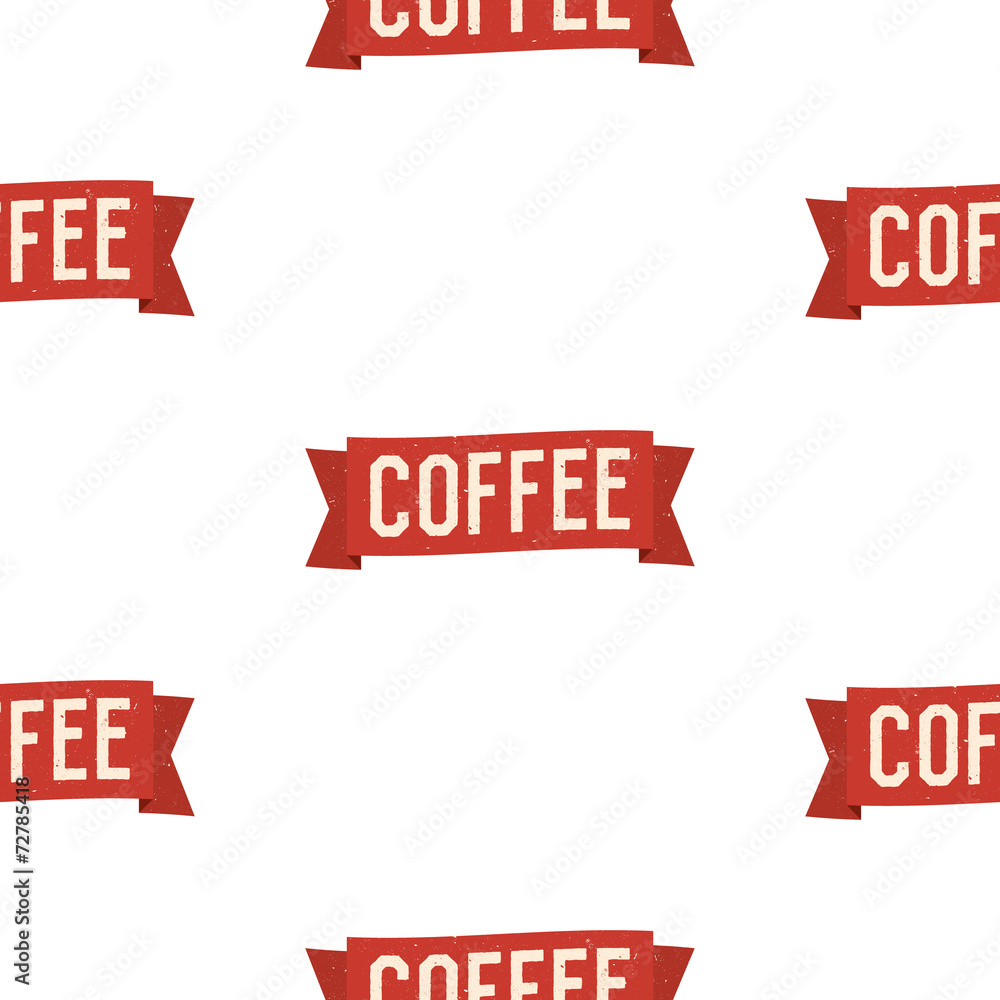 A seamless vector pattern of a red coffee banner A seamless vector pattern of a red coffee banner