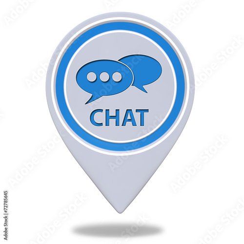 Chat pointer icon on white background