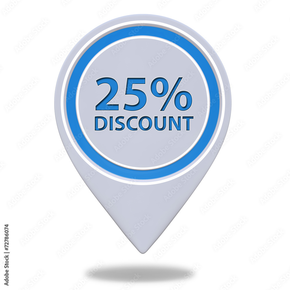 Discount 25 pointer icon on white background Discount 25 pointer icon on white background