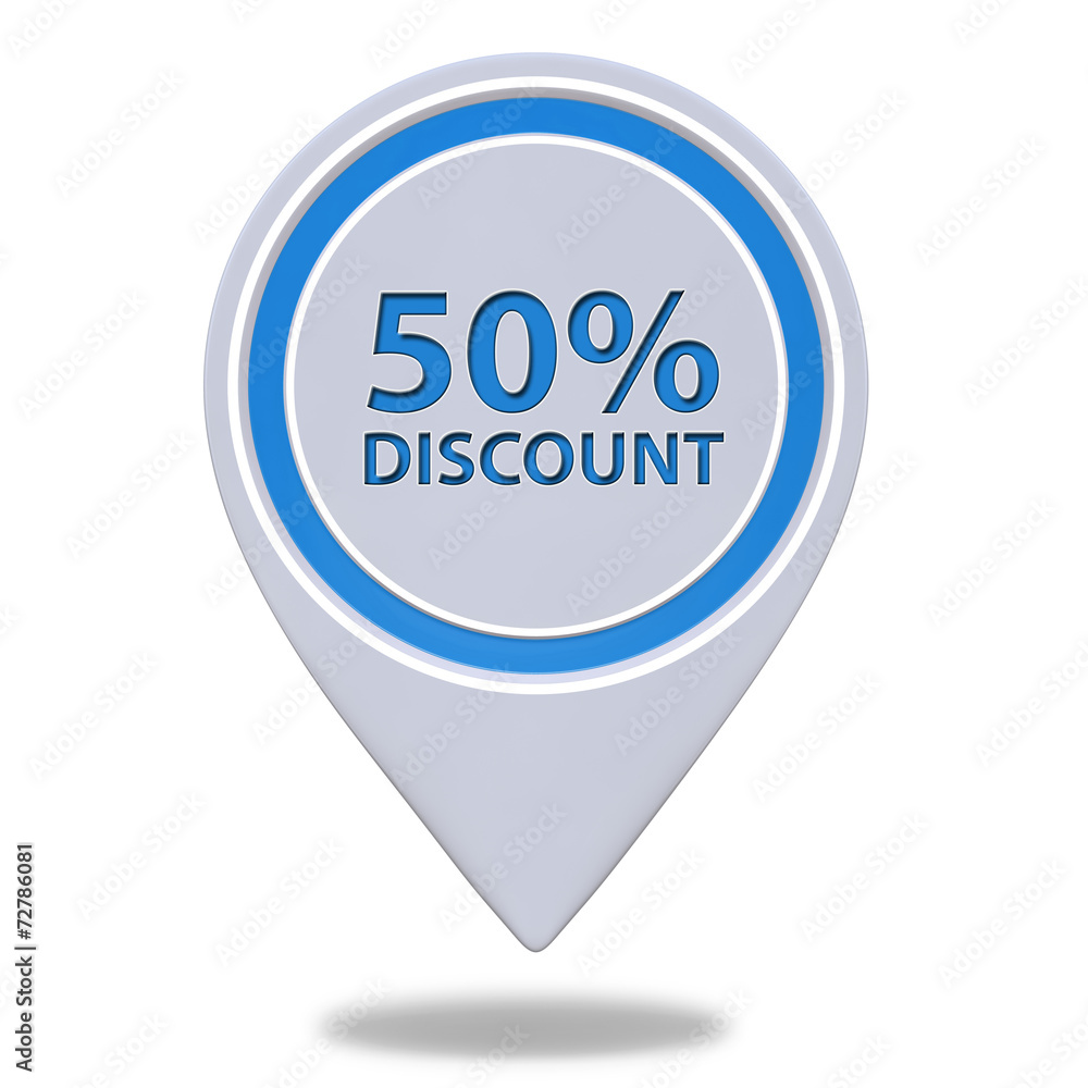 Discount 50 pointer icon on white background Discount 50 pointer icon on white background