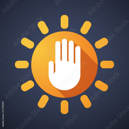 Sun icon with a hand