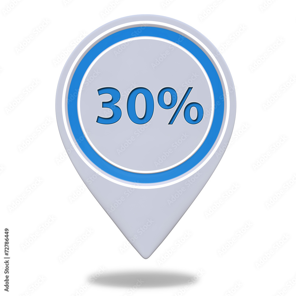 Thirty percent pointer icon on white background Thirty percent pointer icon on white background