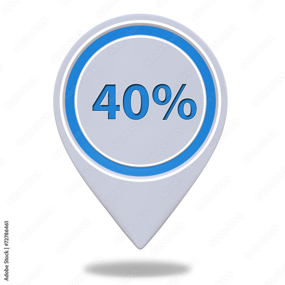Fourty percent pointer icon on white background Fourty percent pointer icon on white background