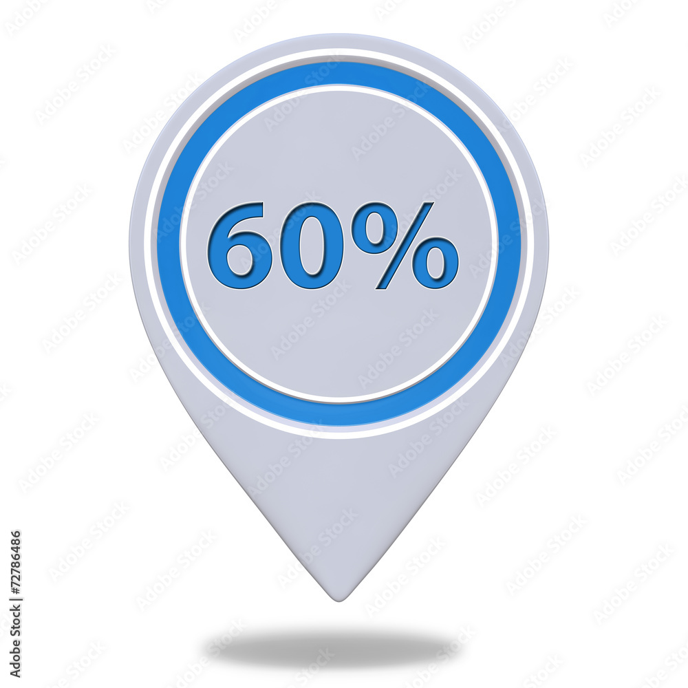Sixty percent pointer icon on white background Sixty percent pointer icon on white background