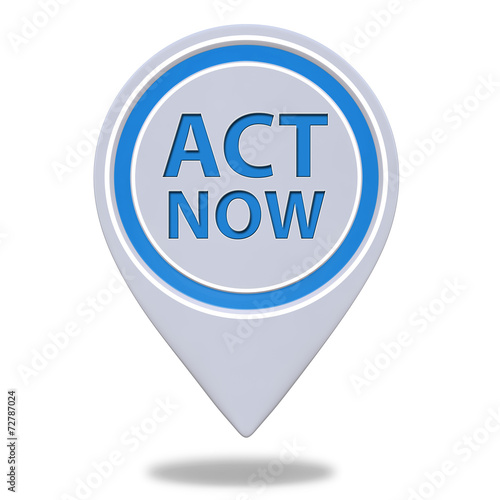 Act now pointer icon on white background