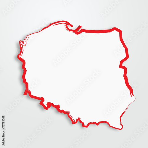 polska, mapa, kontur photo