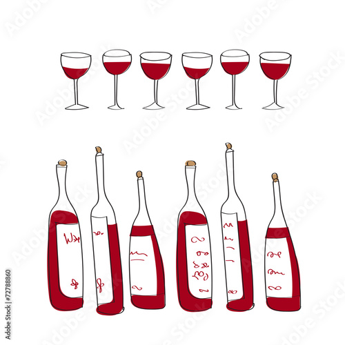 isolated vector wine bottles and glasses