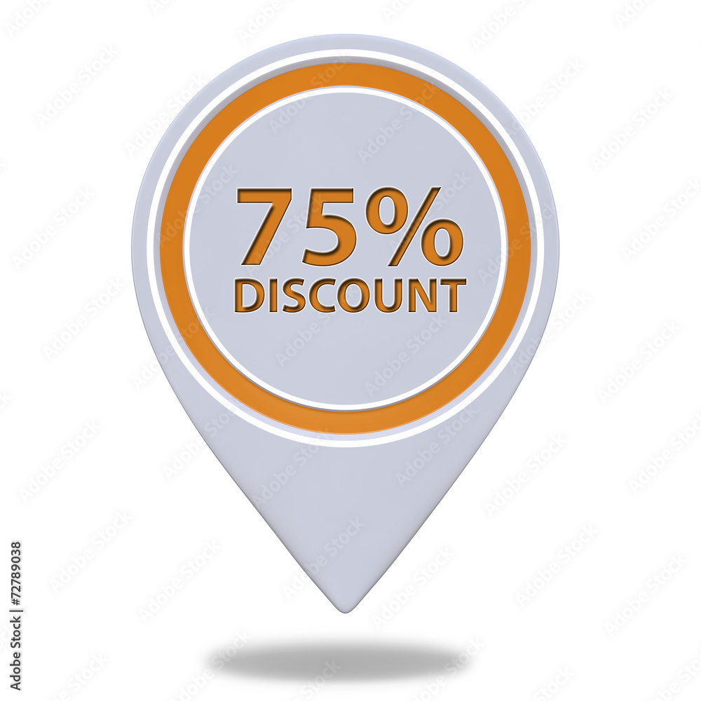 Discount 75 pointer icon on white background Discount 75 pointer icon on white background