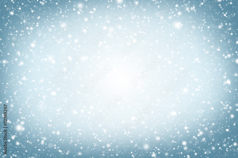 Abstract Christmas background. Winter sky, snowflakes and stars.