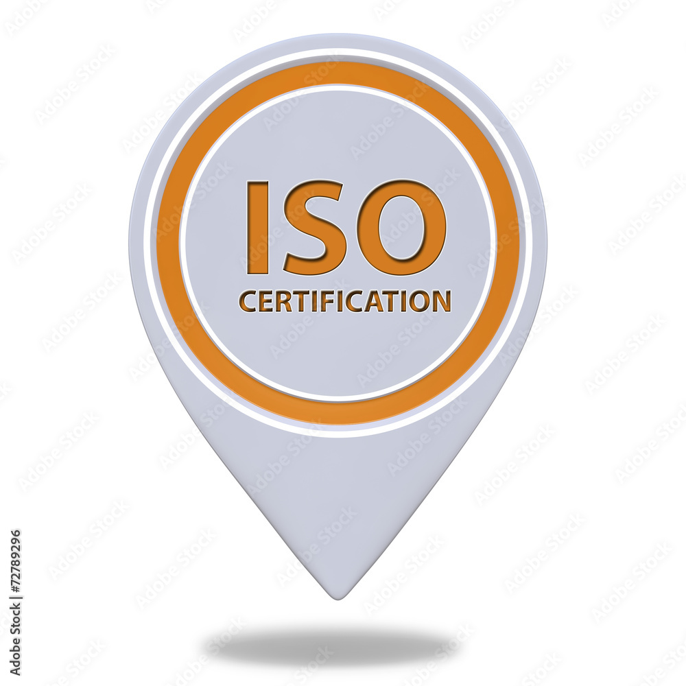 Iso certification pointer icon on white background Iso certification pointer icon on white background