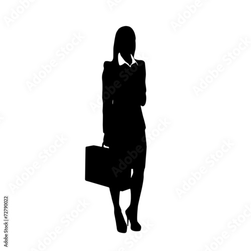 business woman black silhouette hold briefcase