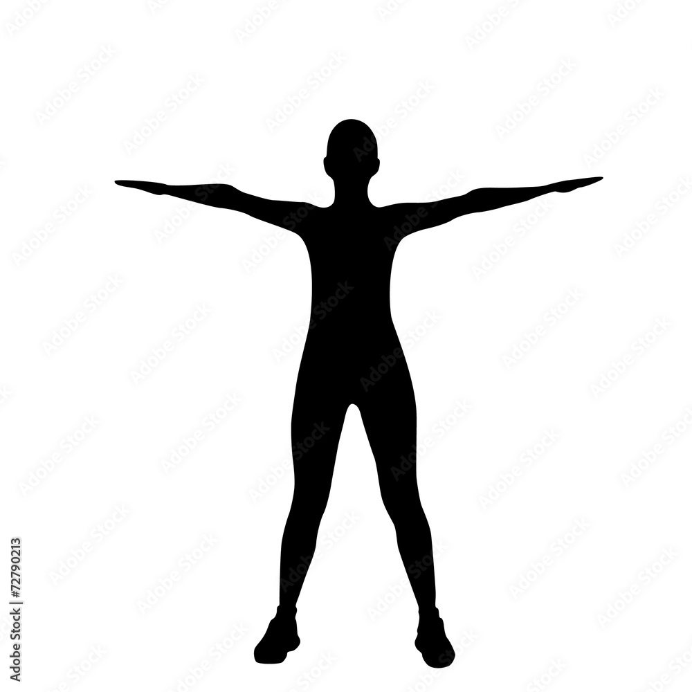 sport fitness woman exercise workout silhouettes