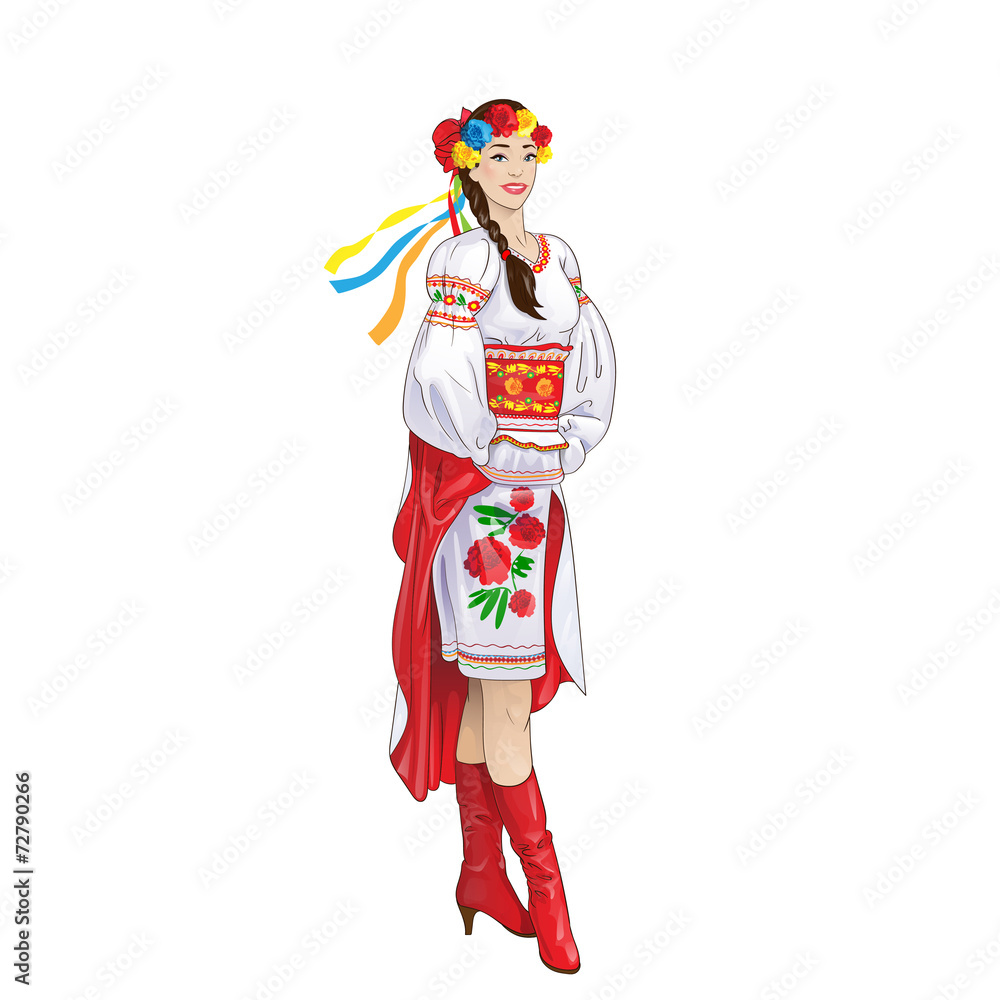 woman ukrainian national traditional clothes