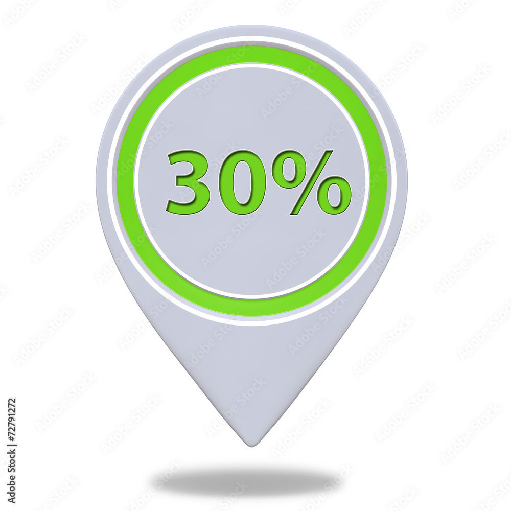 Thirty percent pointer icon on white background Thirty percent pointer icon on white background