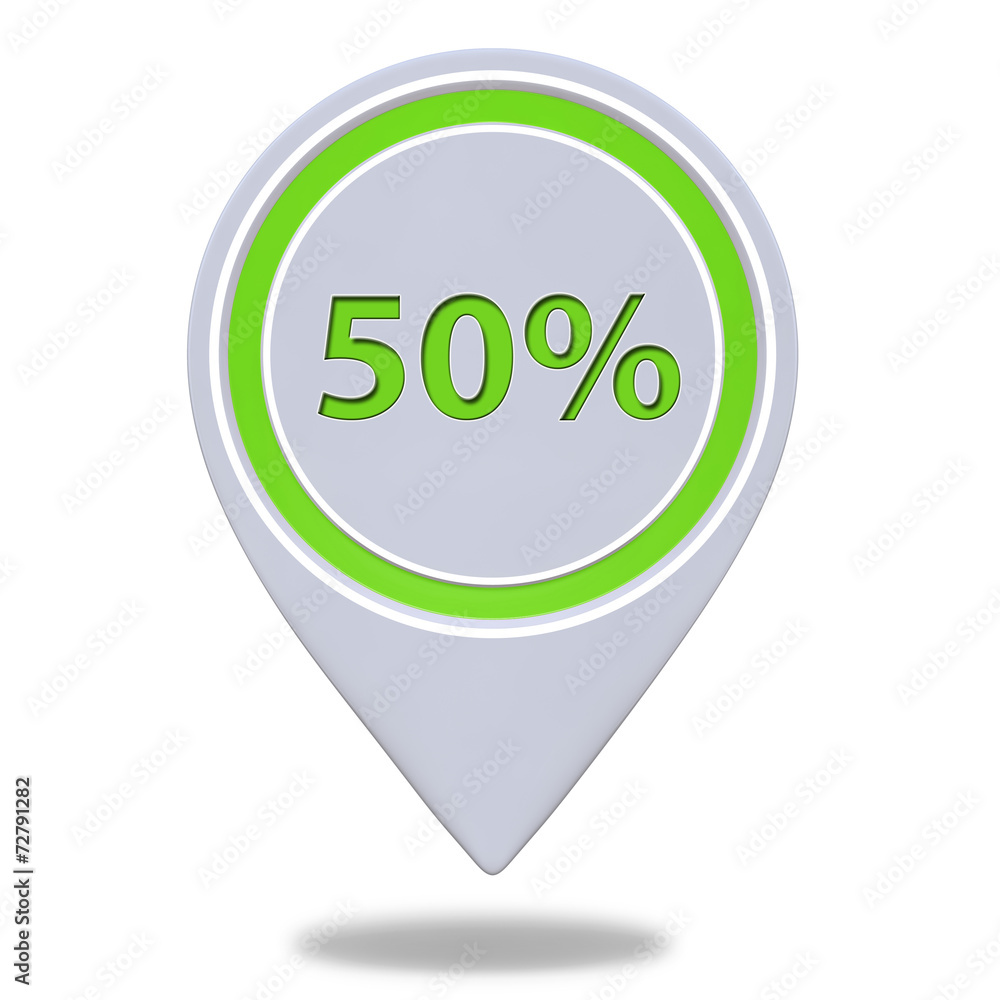 Fivety percent pointer icon on white background Fivety percent pointer icon on white background
