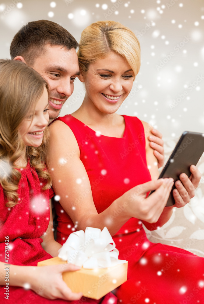 smiling family with tablet pc at home smiling family with tablet pc at home