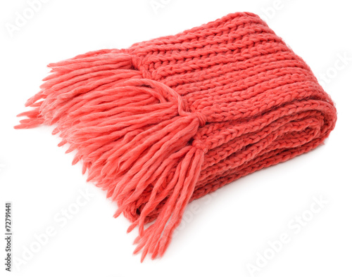 Red knitted scarf folded