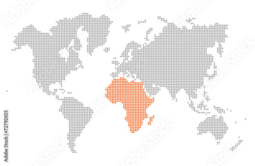 Highlighted Africa in dotted world map