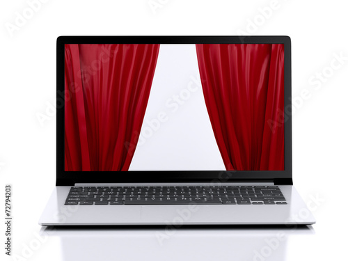 laptop and curtain on the screen. business concept